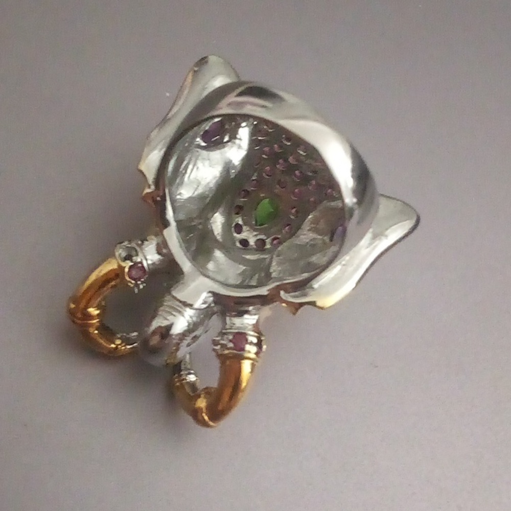 Huge Gorgeous Fine Silver And Ruby Elephant Cockt… - image 5